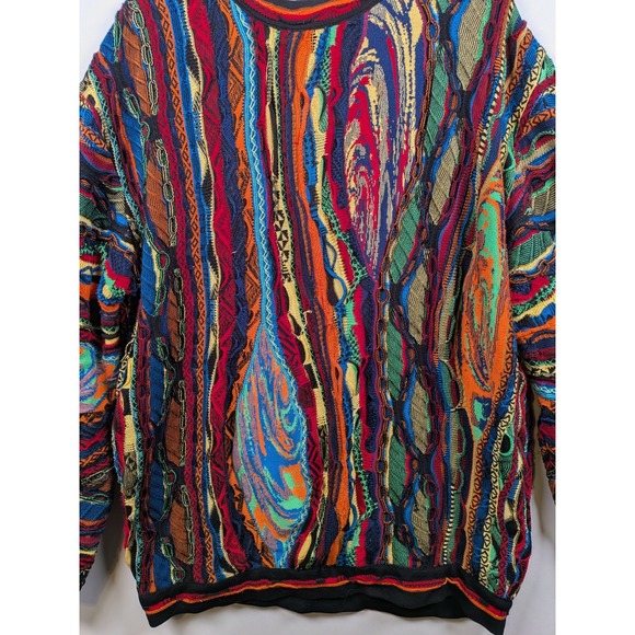 Coogi Sweater Mens XXL 2XL Light Multicolor 3D Knit Cotton Vintage 90s Australia - Picture 9 of 12